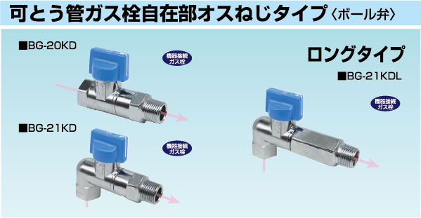 LPガス用可とう管ガス栓新製品